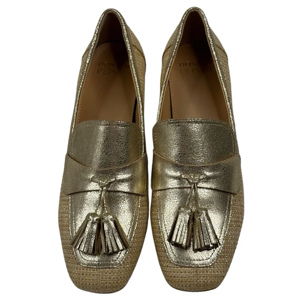 Donald Pliner Kressida Dress Loafer Pump Womens Size 8 Gold Metallic Tassel New